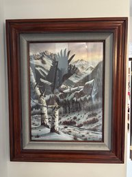 Vintage Mickey McGuire Western Eagle Print In Frame 1980