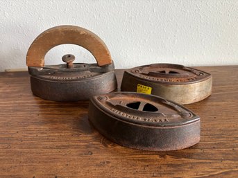 Lot Of 3 Antique Heavy Cast Iron Irons By Colebrookdale
