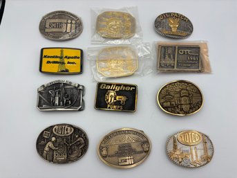 Lot Of 12 Vintage Metal And Brass Oil Drilling Pipeline Belt Buckles Lot 1 Totco Smith