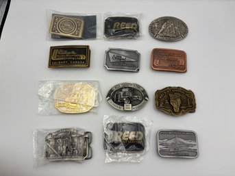 Lot Of 12 Vintage Metal And Brass Oil Drilling Pipeline Belt Buckles Lot 2