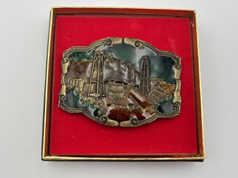 Vintage Crude Oil Drilling Brass Belt Buckle