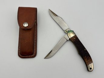 Vintage Schrade Knife With Leather Pouch