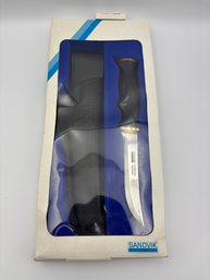 Sandvik Sweden Hunting Fixed Blade Knife W/Black Leather Sheath