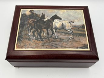 Wood Horse Jewelry Box 7.5 X 5.5