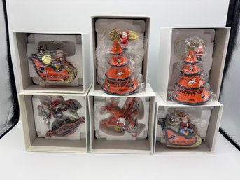 Lot Of 6 Denver Broncos Christmas Ornaments