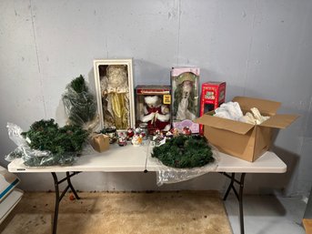 Lot Of Christmas Holiday Decor - Dolls, Tabletop  Decor, Bears, Christmas Village Items