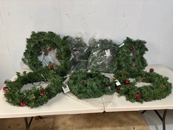 Lot Of Christmas Pre-Lit Garland Wreaths