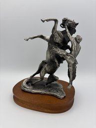 Bristol Pewter Western Statue 'Where The Best Of Rider's Quit' CM Russell 1979 Sculpture