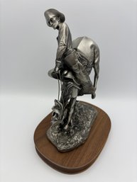 Bristol Pewter Western Statue 'The Outlaw' By Frederick Remington 1978 Sculpture