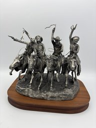 Bristol Pewter Western Statue 'Coming Through The Rye' Frederick Remington 1982 Sculpture