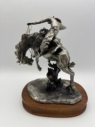 Bristol Pewter Western Statue 'A Bronc Twister' CM Russell 1978 9x7 Sculpture