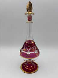 Vintage 9' Bohemian Glass Egyptian Perfume Bottle
