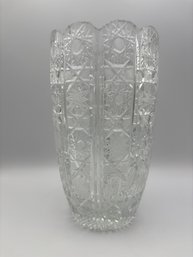 Vintage Cut Crystal Vase Starburst Pattern 10'