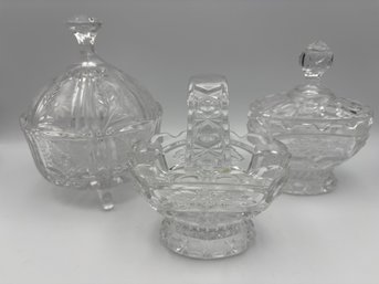 Lot Of 3 Vintage Medium Sized Candy Dishes