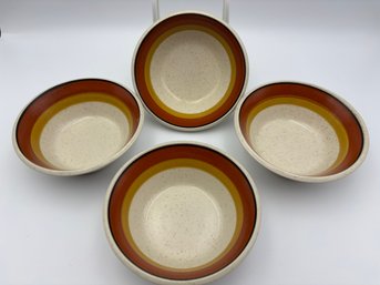 Set Of 4 Vintage Imperial By W. Dalton Stoneware In Tangerine Colorway 5' Bowls