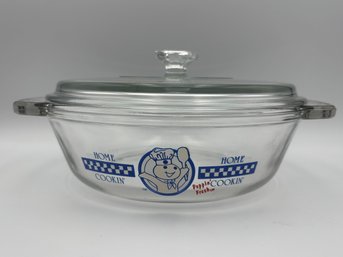 Vintage Anchor Pillsbury Dough Bough Glass Cookware 15qt Casserole Dish