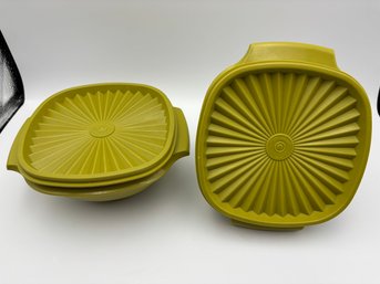 Vintage 840-15 Avocado Green Tupperware Containers Pair Of 2