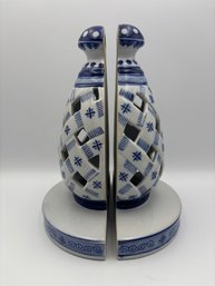 Vintage Porcelain Blue And White Ware Wall Hanging Or Bookends