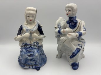 Vintage Porcelain Figurine Of Victorian Man & Woman 8'