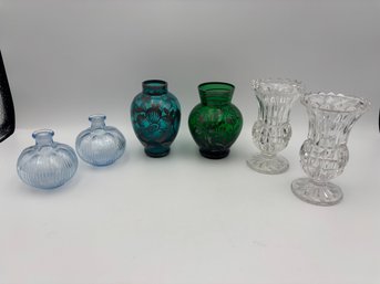Lot Of 6 Miniature Glass Vases