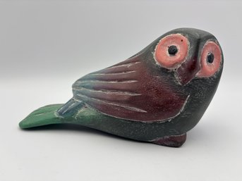 Vintage Hand Carved Mid Century Wooden Owl