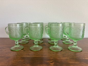 Set Of 12 Indiana Tiara Chantilly Green Sandwich Glass Footed Mug (lot 2)