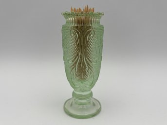 Indiana Tiara Chantilly Green Sandwich Glass Toothpick Holder