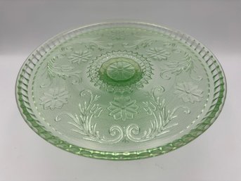 Indiana Tiara Chantilly Green Sandwich Glass Cake Plate Platter Stand 10'