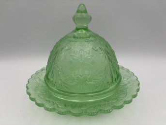 Indiana Tiara Chantilly Green Sandwich Glass Cheese Ball Dish