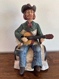 Vintage Waco Melody In Motion Porcelain Music Box Cowboy