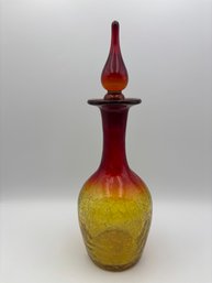 Antique Red And Yellow Two Tone Blenko Amberina Crackle Glass 13 In