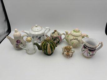 Vintage Collection Of 8 Miniature Tea Pots Ceramic, Plastic Lot 2