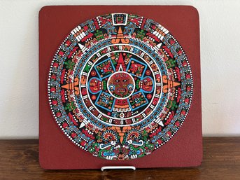 Vintage Ceramic / Stucco? Mayan Aztec Sun Calendar 17'