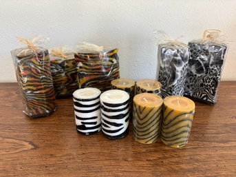 Lot Of Animal Print Zebra Cheetah Candles - Brand New