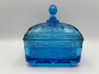 Vintage Tiara Honey Box Dark Blue Bee & Hives Dish