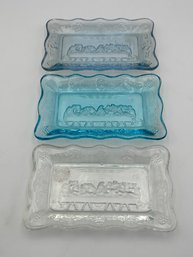 Vintage Tiara Assorted Color Glass Mini Plates, Lot Of 3