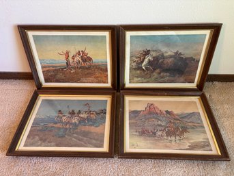 C.M. Russell Vintage Native American Indian Prints, Lot Of 4