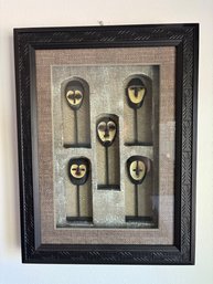 African Wood Mask Shadow Box Display 23.5' X 31.5'