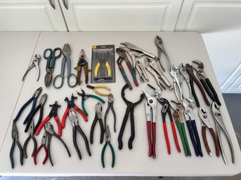 Huge Lot Of Pliers Vise Grips, Metal Shears