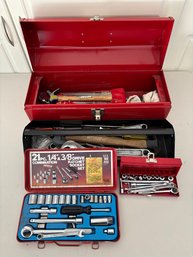 Vintage Proto Red Toolbox With Misc Tools Socket Wrench