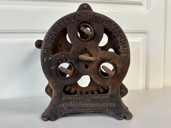 Antique The Hawkeye Rope Machine Made In Cedar Rapids, Iowa USA Rope Maker