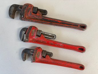 Ridgid Vintage Lot Of 10in, 12in, 14in Heavy Duty Pipe Wrench Set