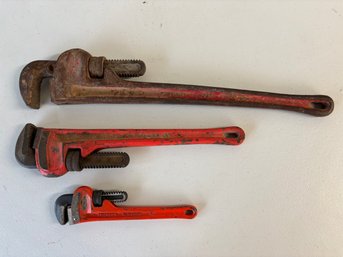 Ridgid Vintage Pipe Wrench Lot - 10in, 18in, 24in