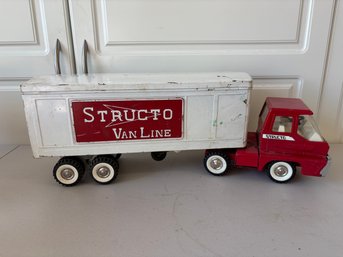 Structo 1960s Pressed Steel Van Line Turbine Semi Truck Tractor Trailer Toy 22'