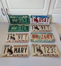 Lot Of 8 Vintage 70s And 80s Colorado & Wyoming License Plates