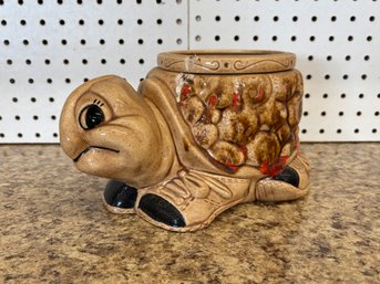 Vintage Ceramic 1970s Turtle Planter Flower Pot 10 X 5.5