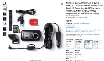 Nextbase 522GW Car Dash Cam & 32GB Micro SD Card Bundle Camera