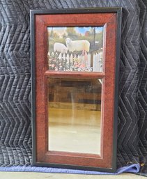 Colonial Style Mirror With Grazing Sheep Print