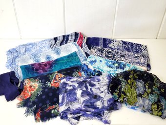Women's Scarves, Large Lot, Blues