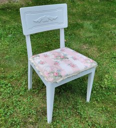 Shabby Chic Vintage White Chair With Pink Floral Seat